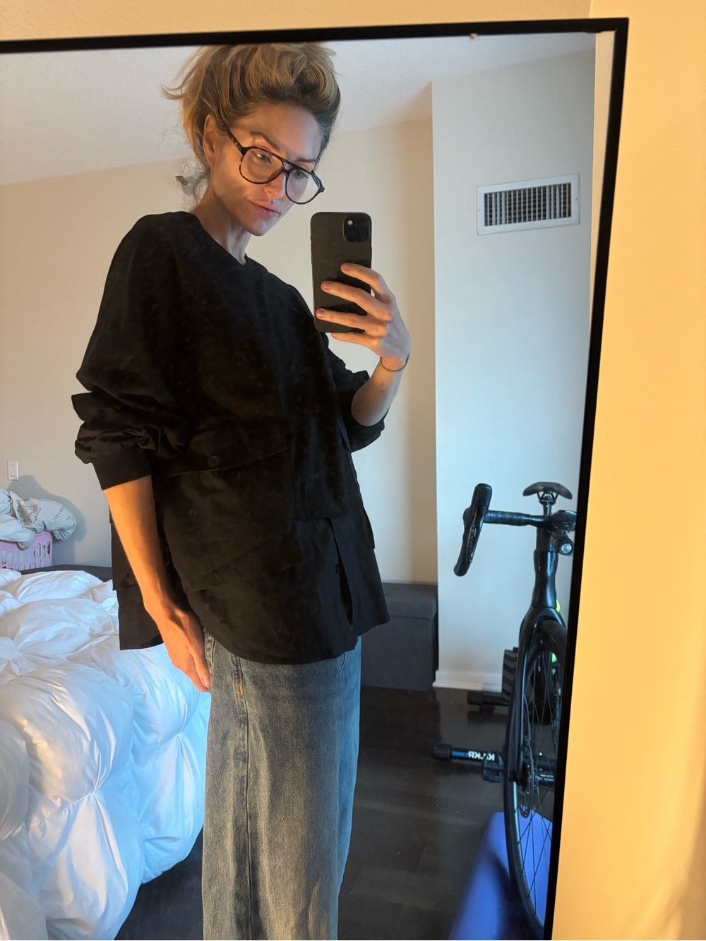 Black two in one sweatshirt shirt